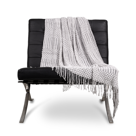 Minimalist Fringed Knit Throw Blanket