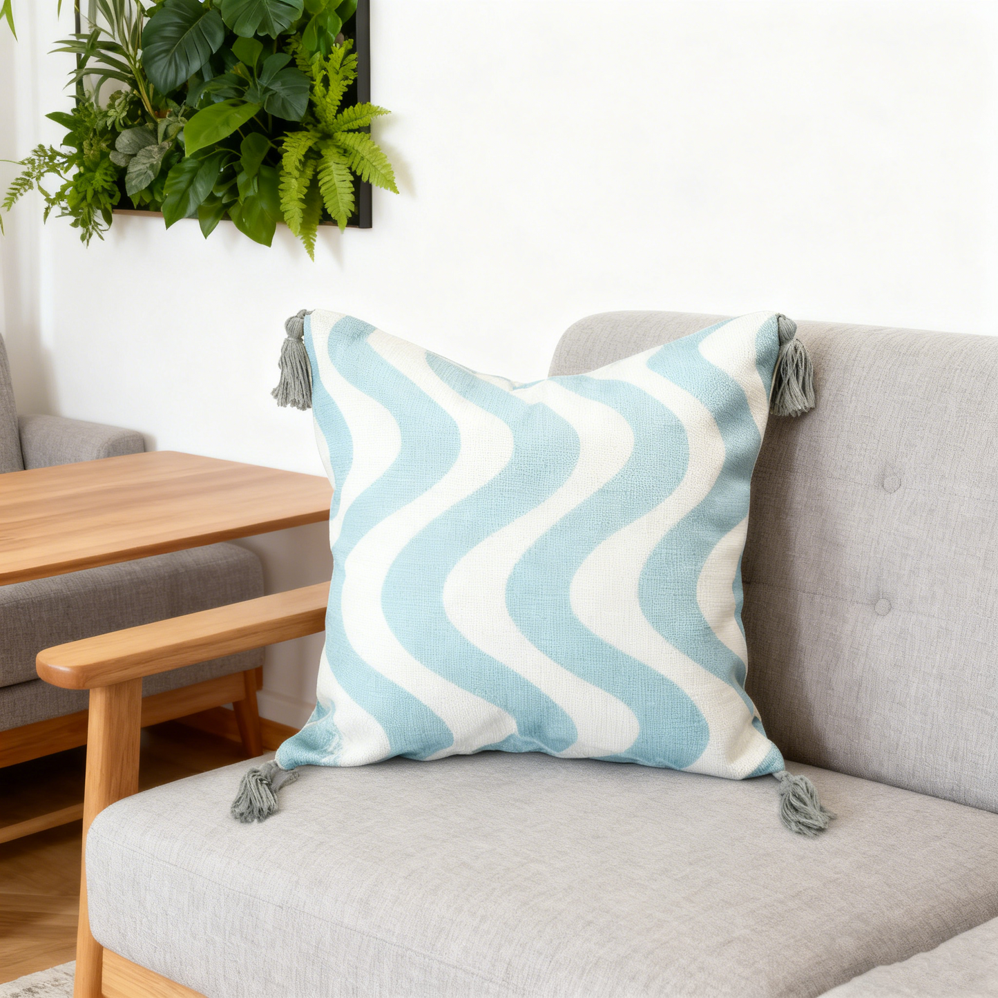 Tasseled Corner Geometric Cushion
