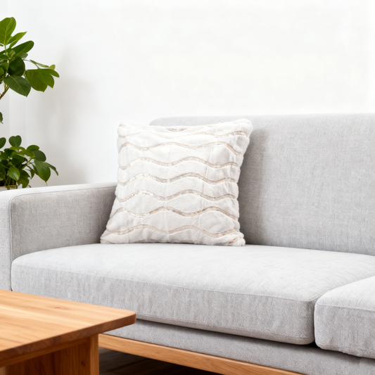 Plush Wavy Lines Cushion