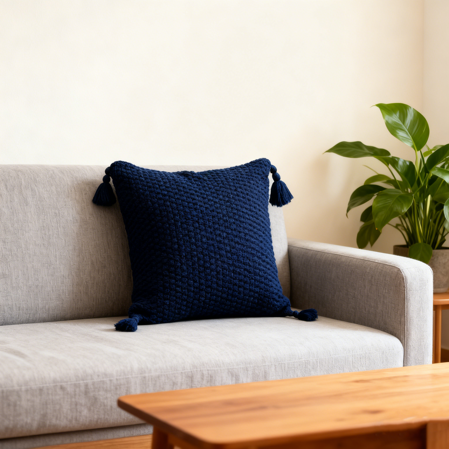 Boho Elegant Tasseled Corners Cushion