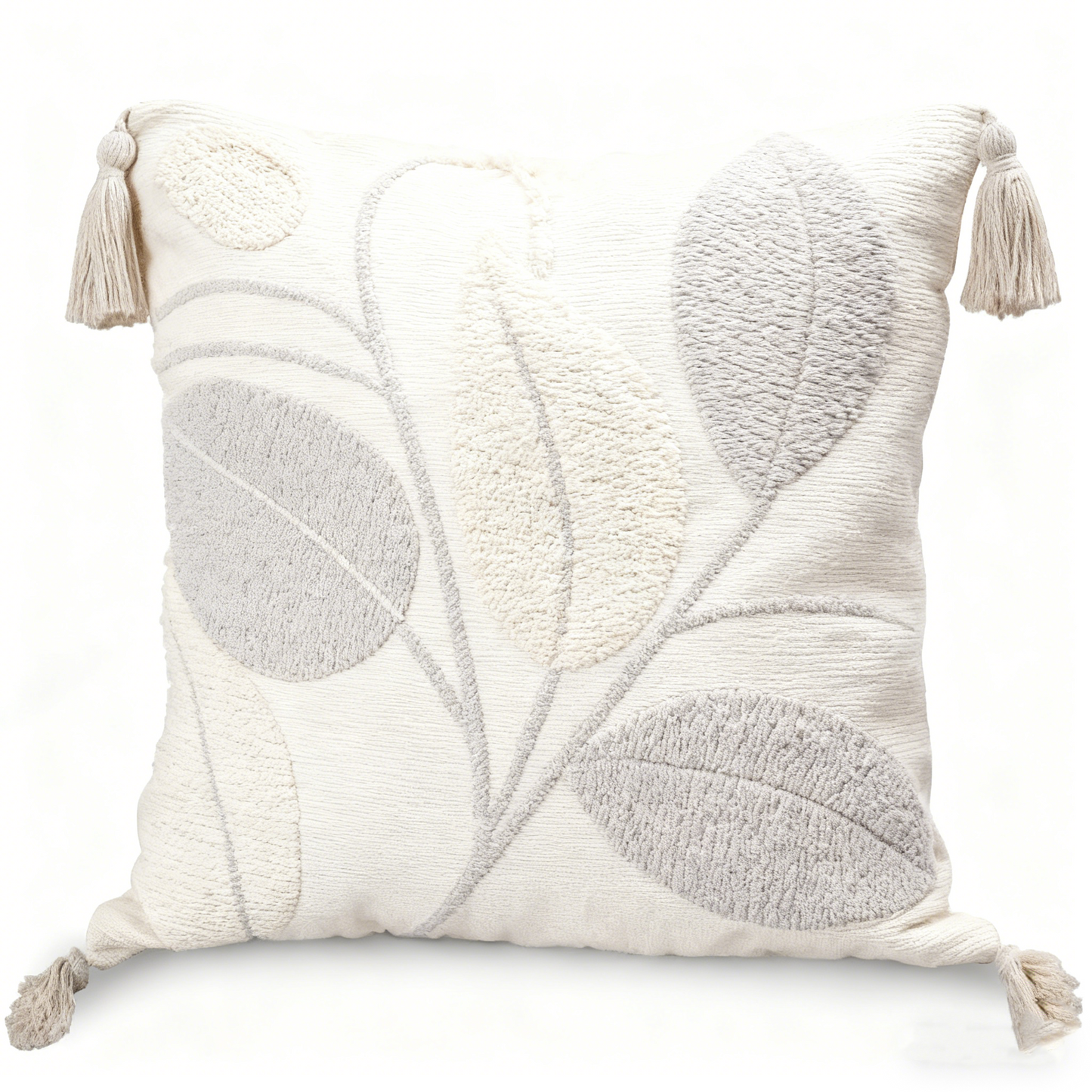 Boho Chic Leaf Embroidered Cushion