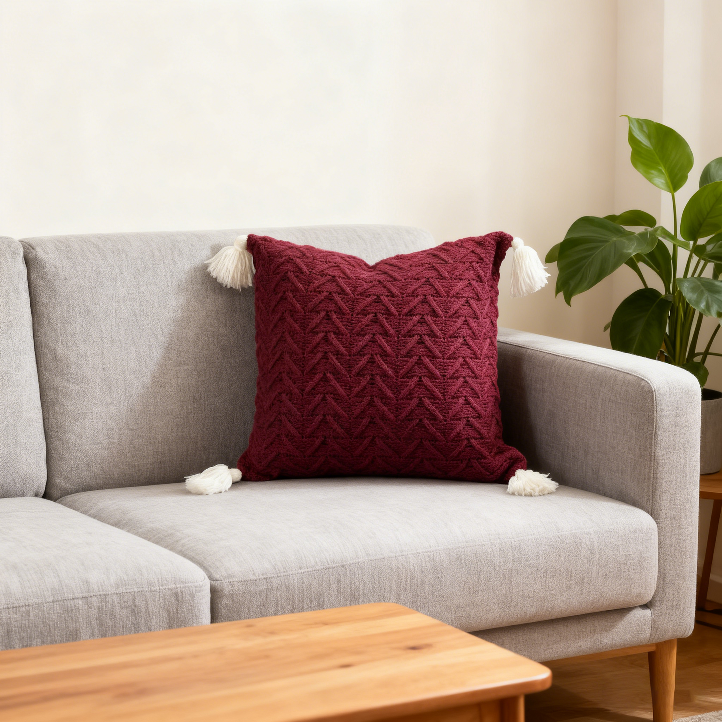 Bohemian Tassels Knitted Cushion