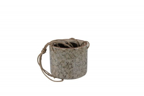 Textured Ceramic Decor Pot with Rope Detail