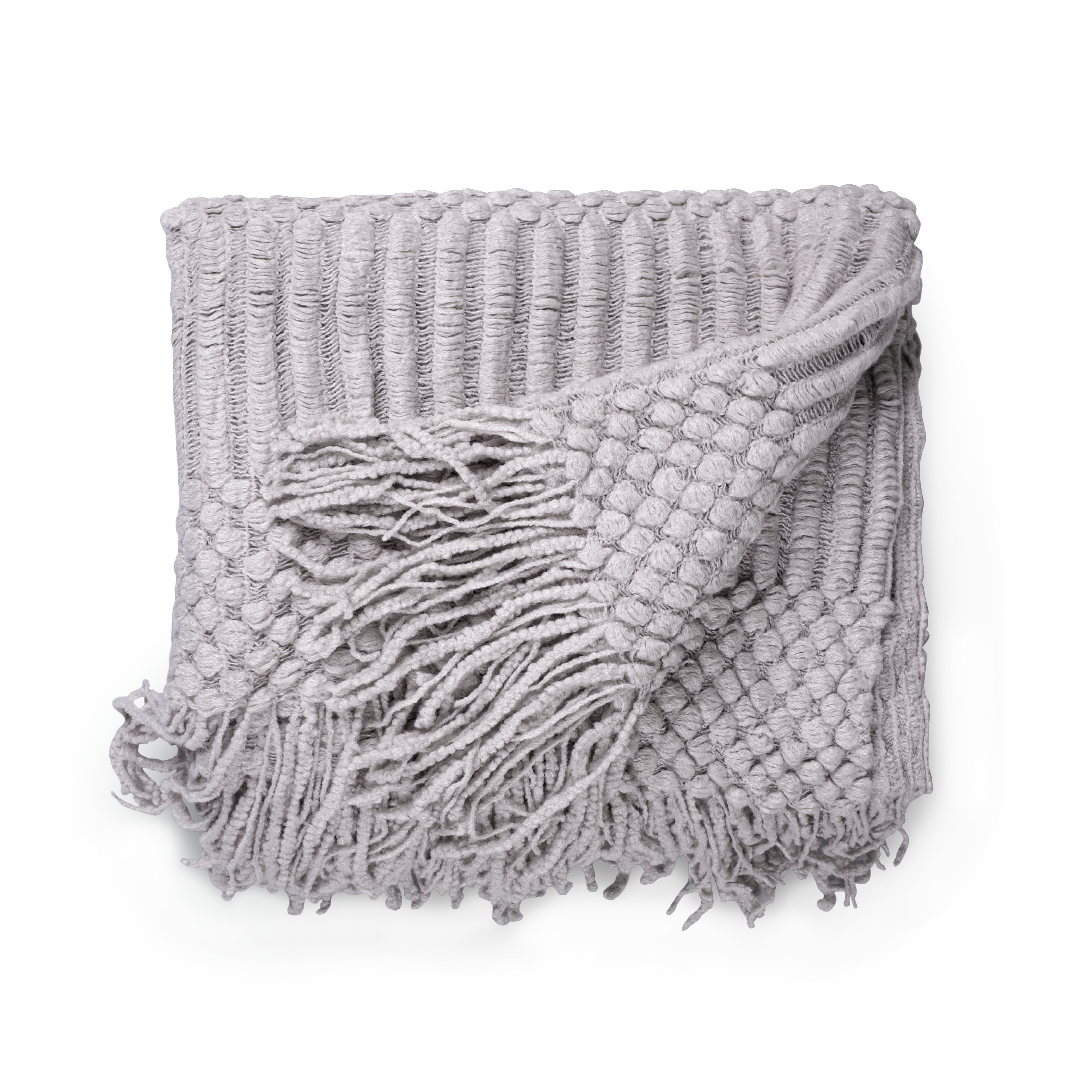 Minimalist Fringed Knit Throw Blanket