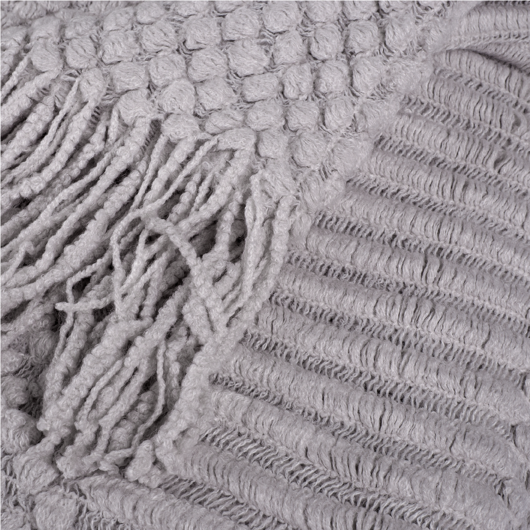 Minimalist Fringed Knit Throw Blanket